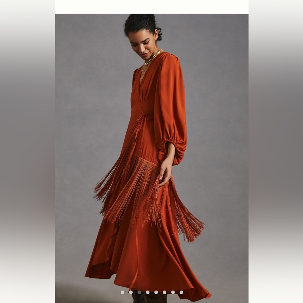 Anthropologie Hutch Fringe Wrap Dress
